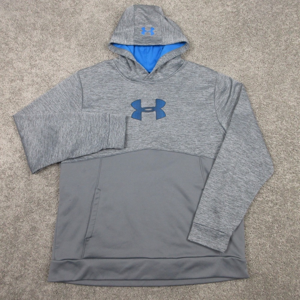 Under Armour Sweater Mens XL Gray Blue Storm Fleece Pullover Hoodie Sweatshirt